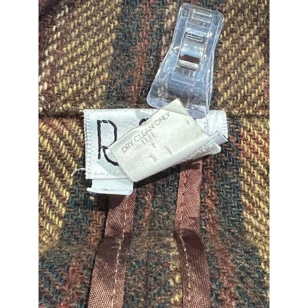 Woman's Large Vintage RAFAELLA Brown Plaid Academia Teacher Boho Classic Jacket - Picture 5 of 5
